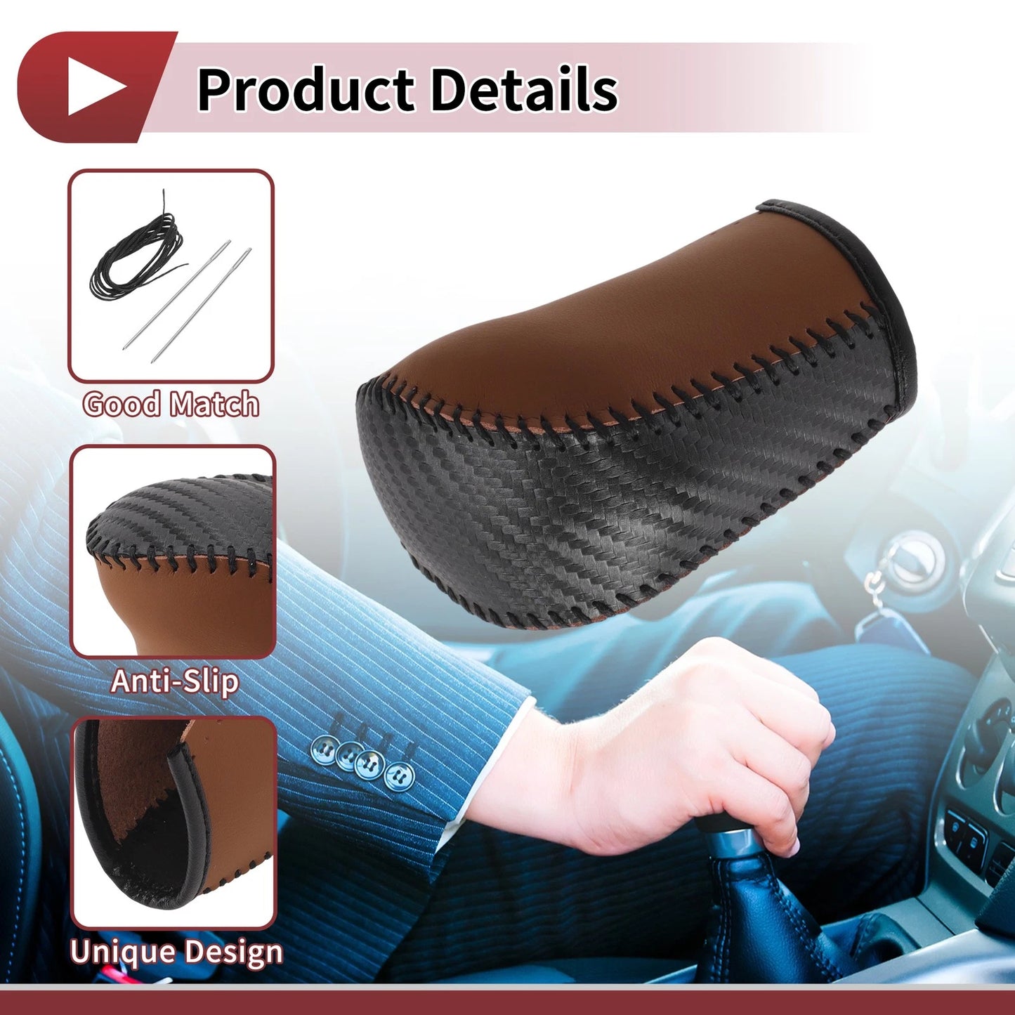 Car Gear Shift Knob Cover for Subaru Forester (2006-2012) - Brown Faux Leather