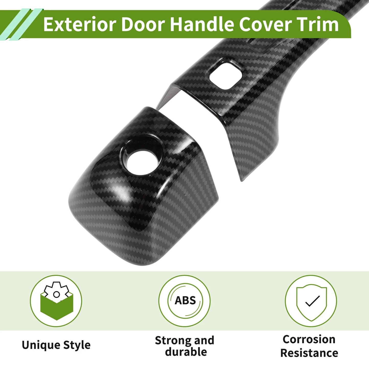 Carbon Fiber Black Exterior Door Handle Cover Trim for Ford Bronco (2021-2025)
