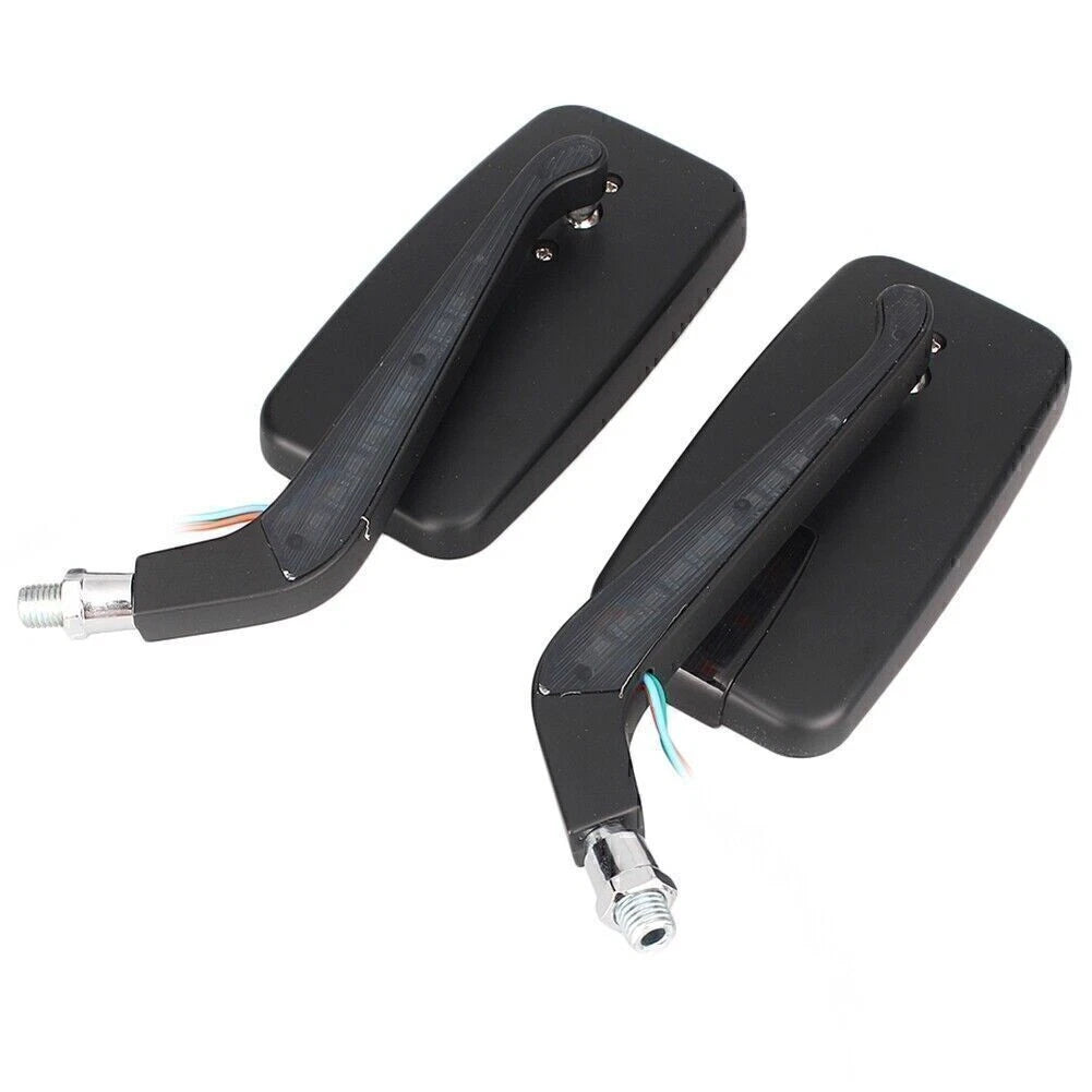 8mm/10mm Moto Left & Right Rear View Side Mirrors with LED Signal Light for Car