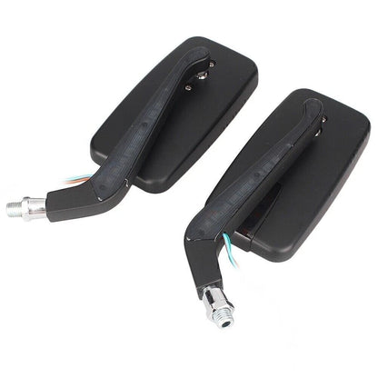 8mm/10mm Moto Left & Right Rear View Side Mirrors with LED Signal Light for Car