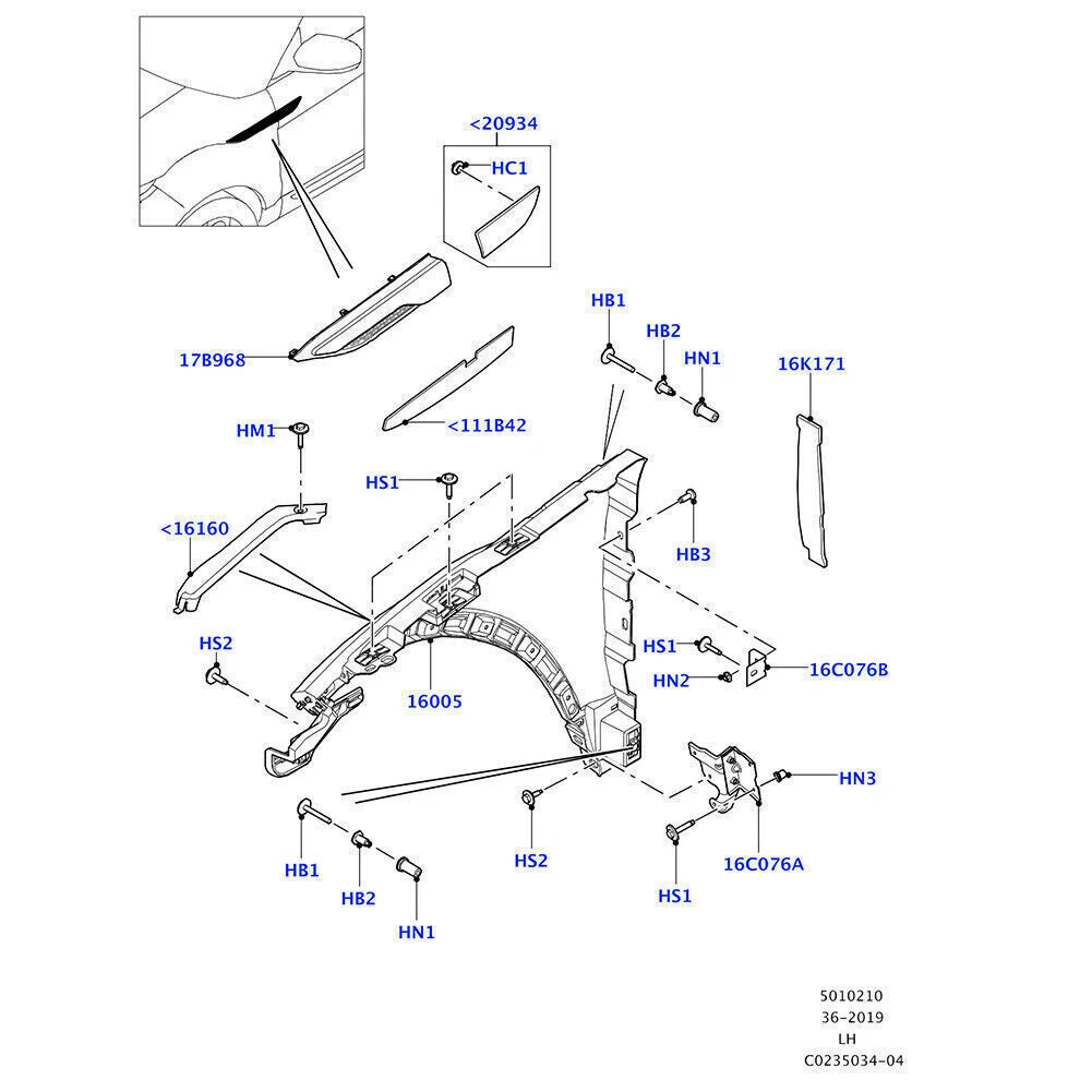 ABS Silver Front Door Upper Trim for Land Rover Range Rover Evoque (12-19)