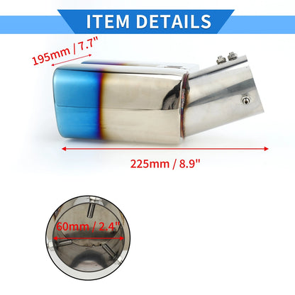 Car Square Curved Dual Exhaust Tips 2.4" Inlet for Toyota Alphard (2002-2023)