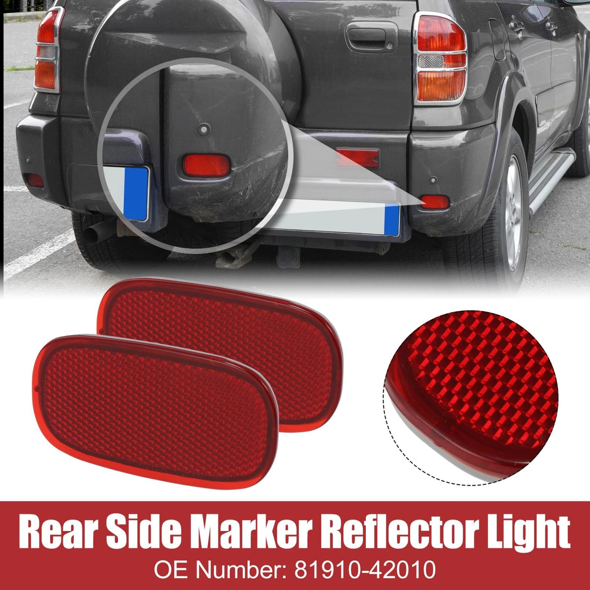 Rear Bumper Side Marker Reflectors for Toyota RAV4 (2019-2023) - 2 x Pair