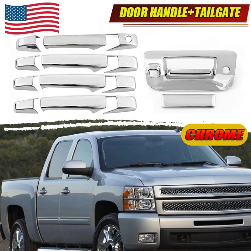 Chrome Door Handle Covers & Tailgate Trim for 2008-2014 Chevy Silverado GMC Sierra