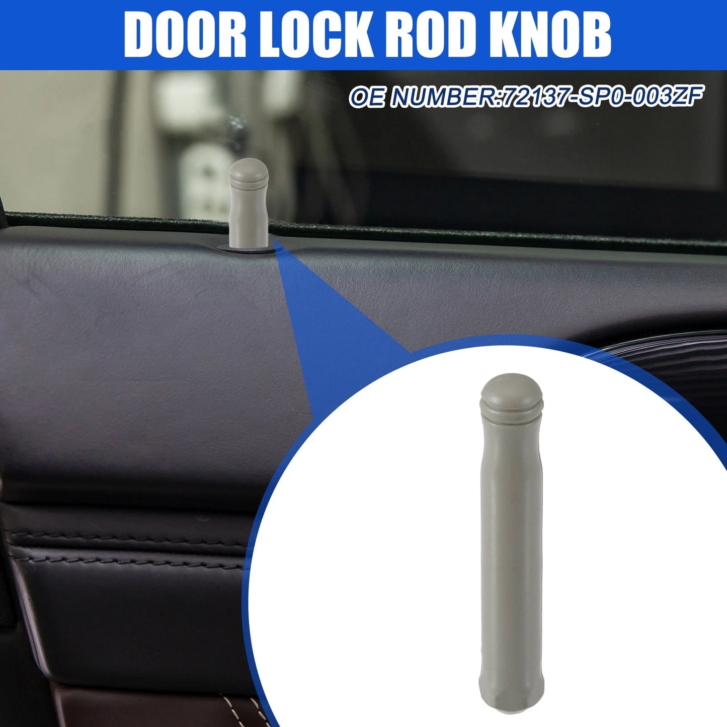Auto Door Lock Rod Knob Gray for Honda Civic (1996-2000)