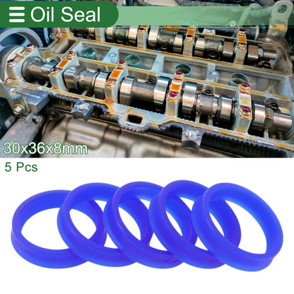 Oil Seal TPU 30x36x8mm Rotary Shaft Seal High Pressure Blue 5 Pcs