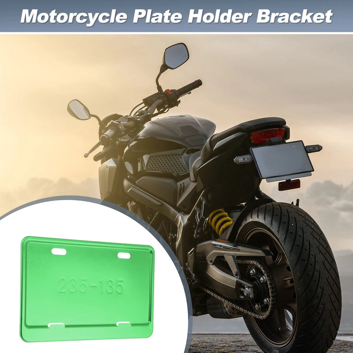 Plate Holder Bracket / 26x10 mm Hole / Aluminum Alloy Green for Motorcycle