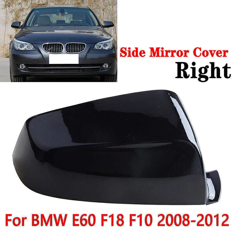 Right Rearview Mirror Cover for BMW 5-Series E60 E61 F10 (2008-2013) Gloss Black