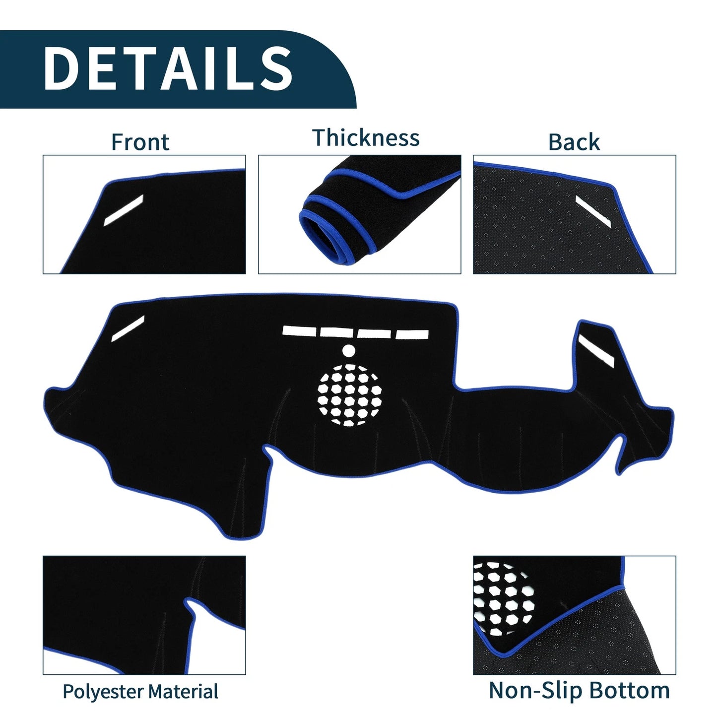 Dashboard Cover Mat for BMW 6 Series 2003-2010 Sun Protector Pad Black Blue