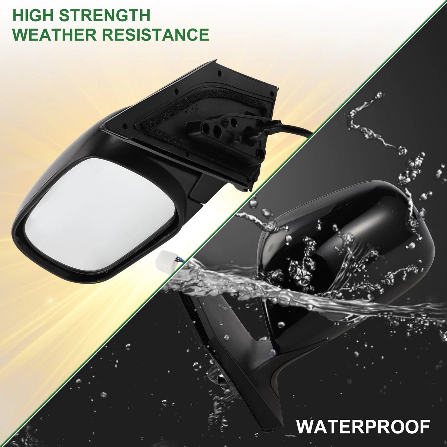 Left Side Door Mirror for Toyota RAV4 Manual Folding Gloss Black (2019-2023)