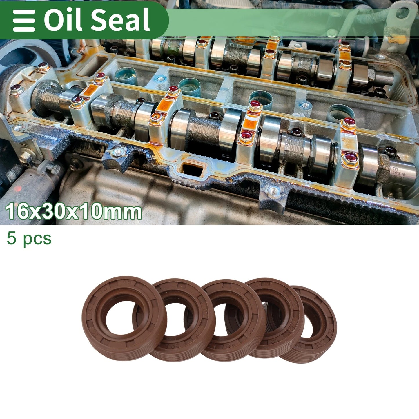 Oil Seal / 16x30x10mm / FKM Rubber High Pressure Brown for Car