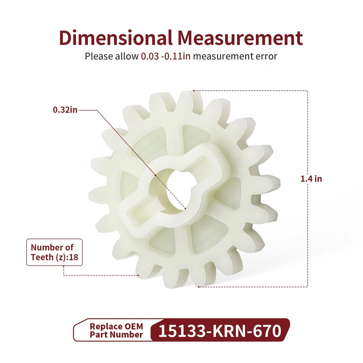Oil Pump Driven Gear 18T for Honda CRF250R/CRF250X 2004-2017