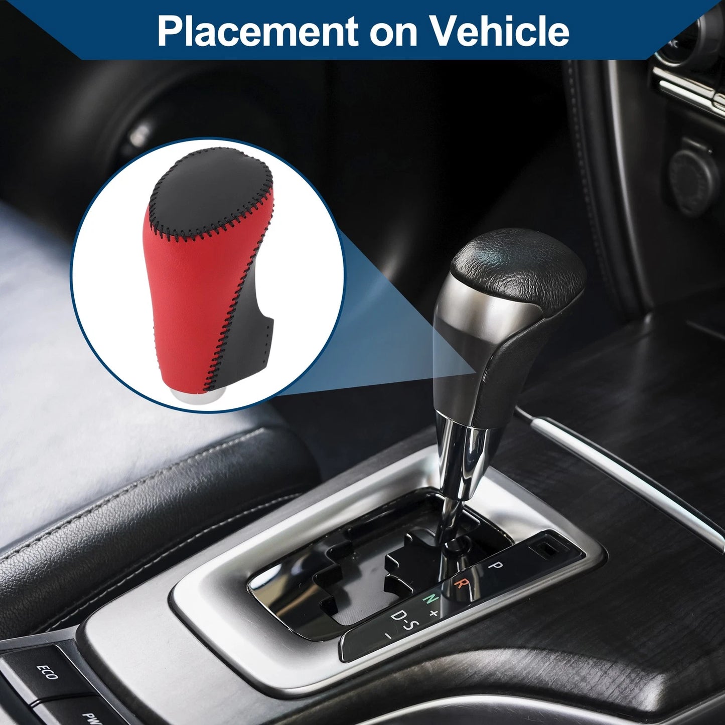 Gear Shift Knob Cover for Chevrolet Malibu Red Black Faux Leather
