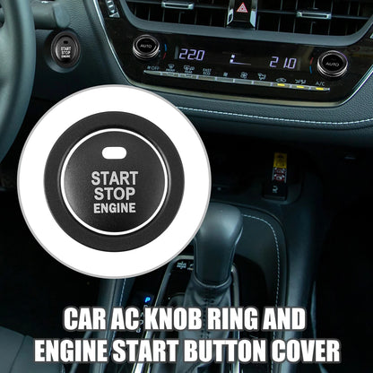 AC Knob Ring 4 x Engine Start Button Covers for Toyota Corolla