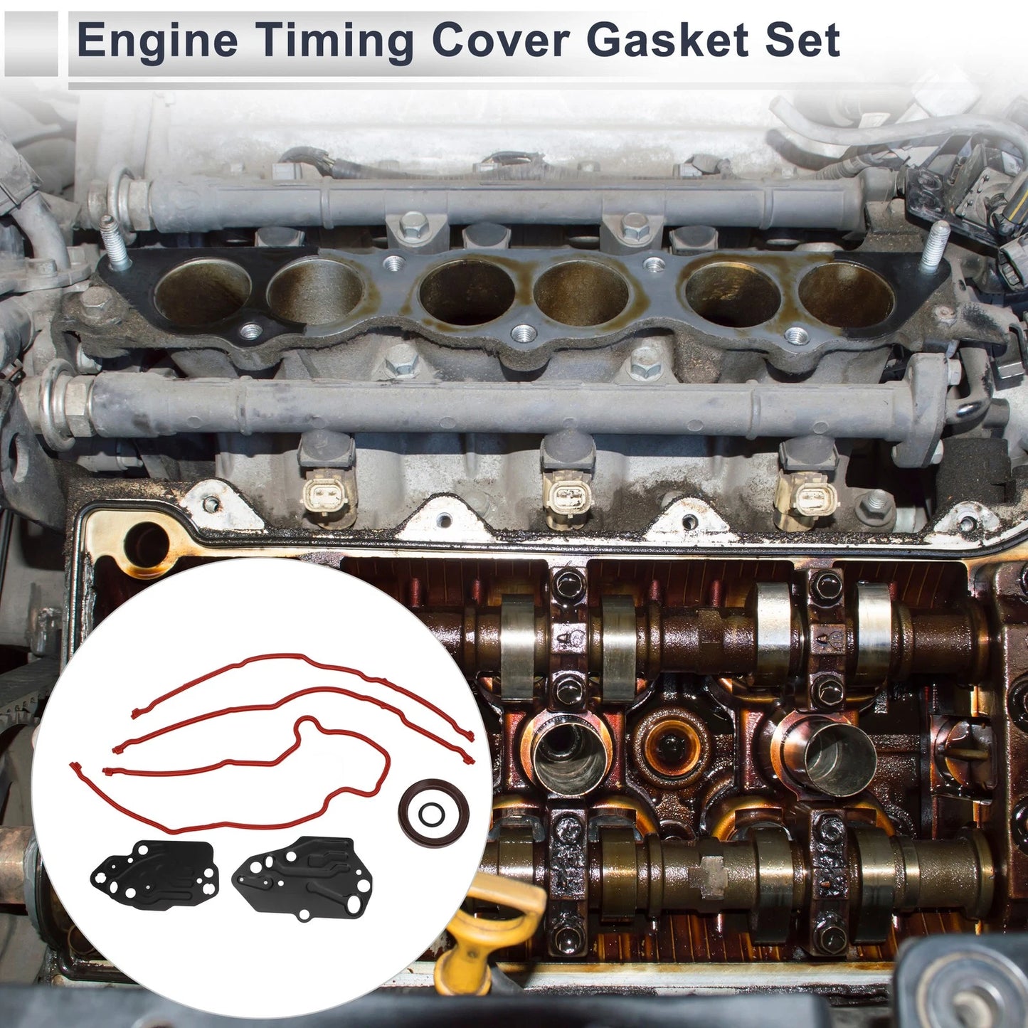 Engine Timing Cover Gasket Seal Set for Ford Lincoln 5.4L (2004-2008)
