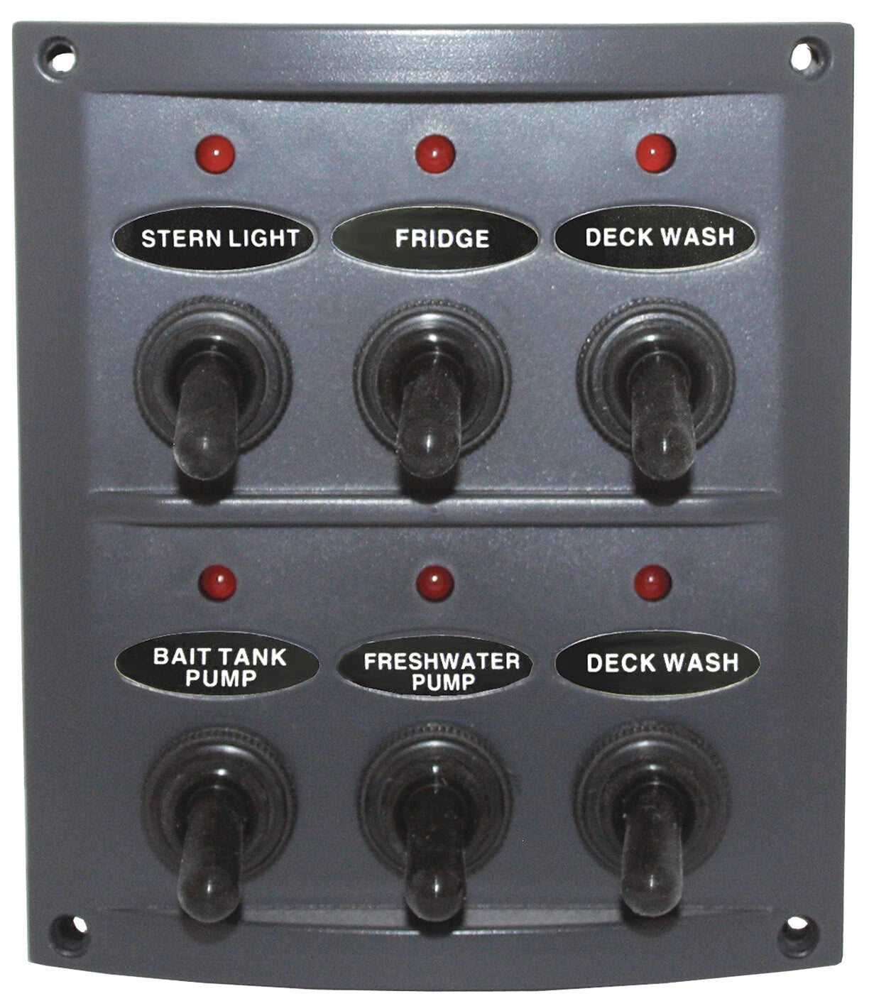 6 Gang Boat Toggle Switch Panel Splashproof with LED Indicators & Fuses