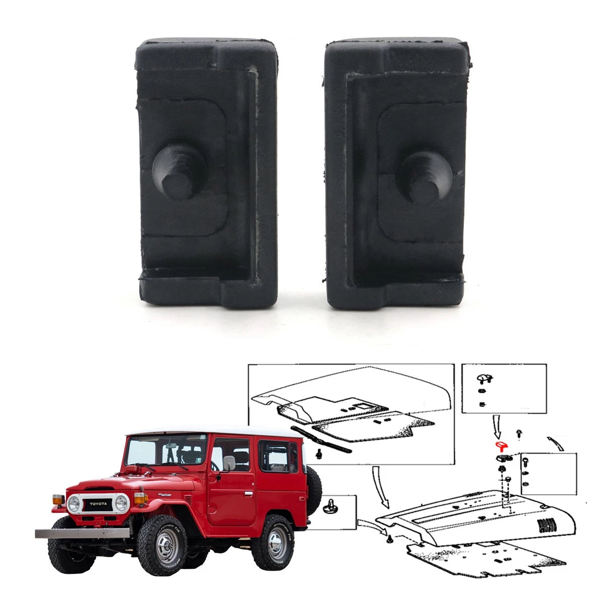 Windshield Cushion Block Set for Toyota Land Cruiser BJ40 BJ46 FJ45 HJ47 1960-1984