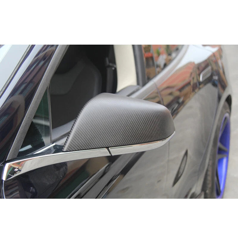 Real Carbon Fiber Wing Side Mirror Cover Trim fit For Tesla Model S