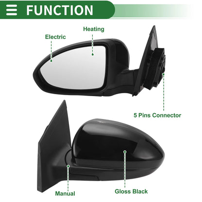 5 Pins Left Driver Side Door Mirror Replacement for Chevrolet Cruze (2011-2015)