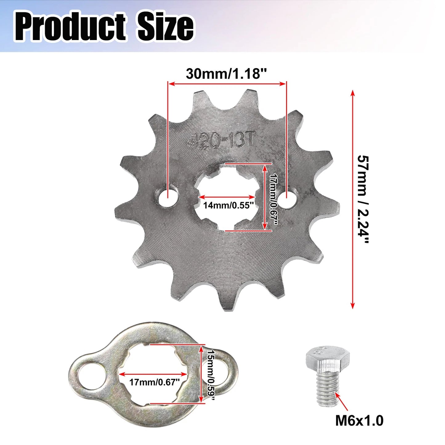 Set 420 13T 17mm Motorcycle Front Engine Sprocket for Dirt Bike Mini Bike