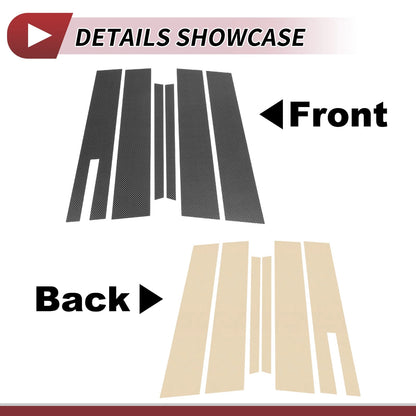 6 x Door Pillar Window Trim for Ford Taurus (2010-2020) Carbon Fiber Black