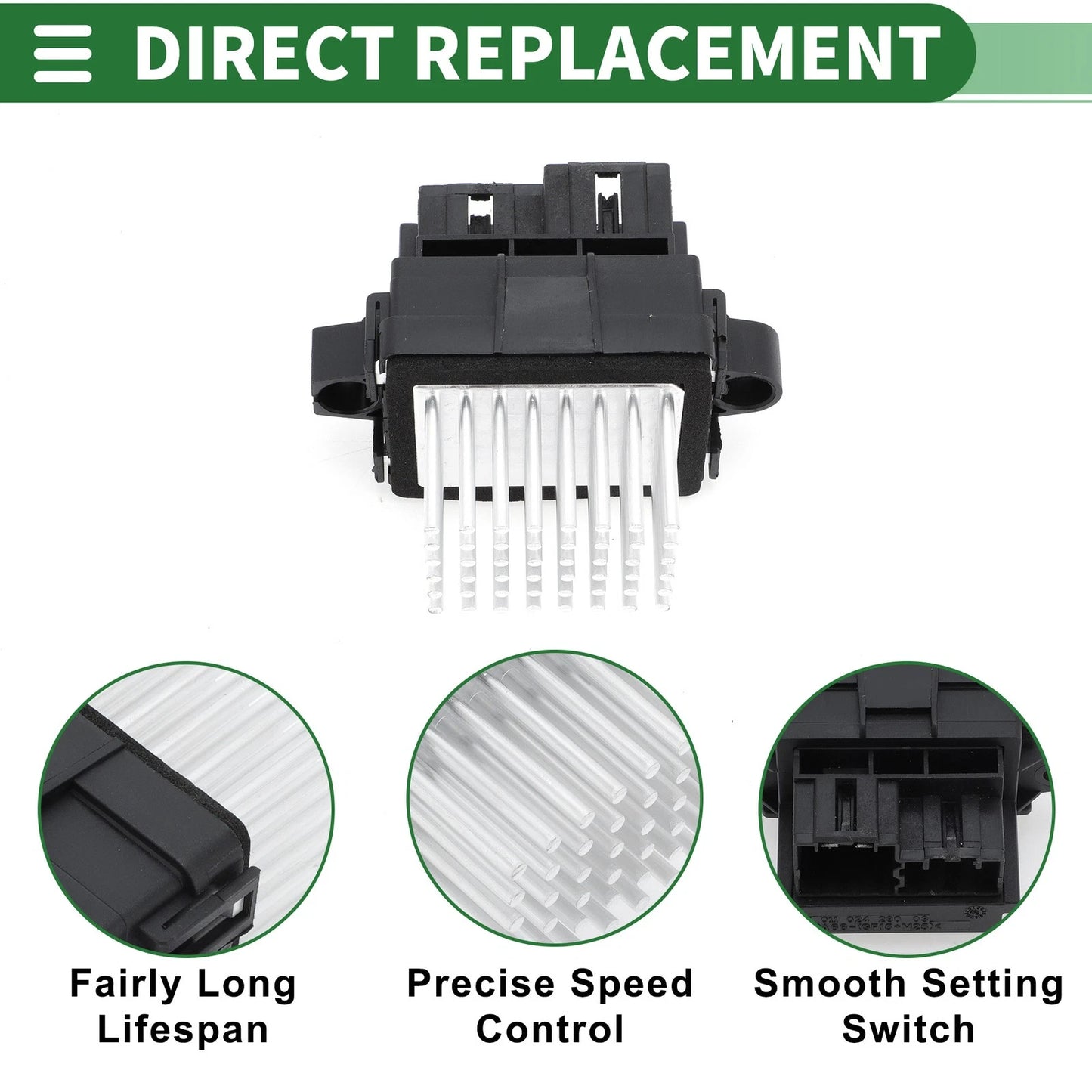 HVAC Blower Motor Resistor for Ford Mondeo (2013) - Black Silver Tone