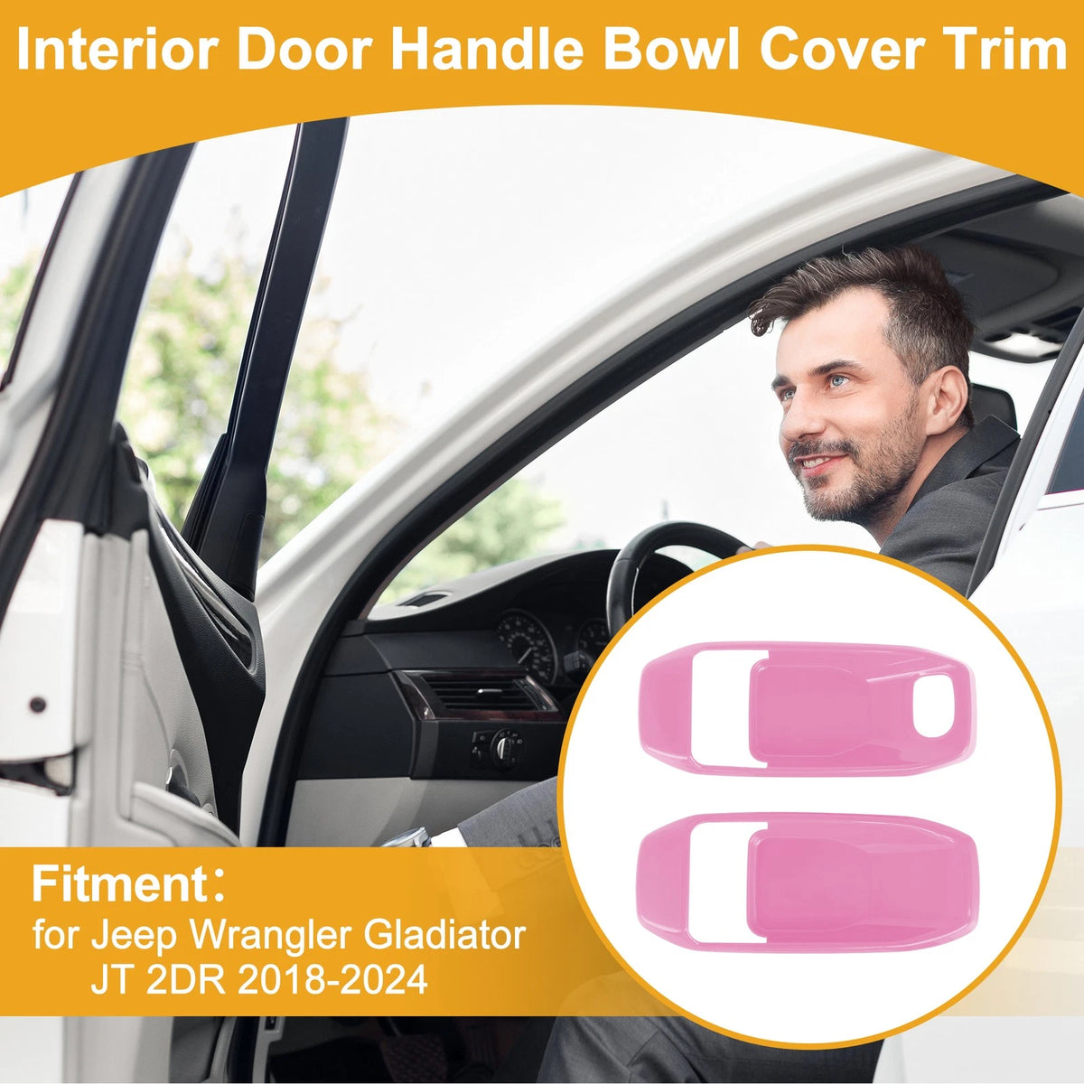 Pink Interior Door Handle Bowl Cover Trim for Jeep Wrangler Gladiator JT (2018-2023)