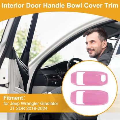 Pink Interior Door Handle Bowl Cover Trim for Jeep Wrangler Gladiator JT (2018-2023)