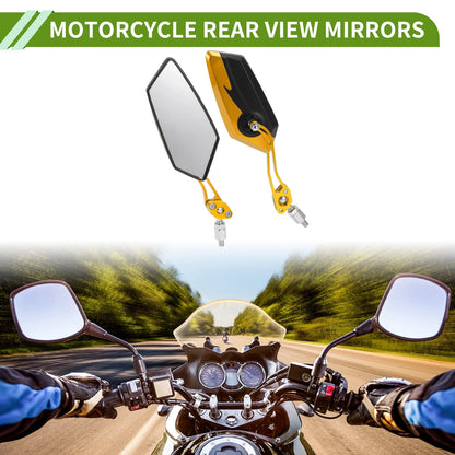 M8/M10 Rear View Mirror Polygonal Shape Black Gold Tone Plastic for Motorcycle