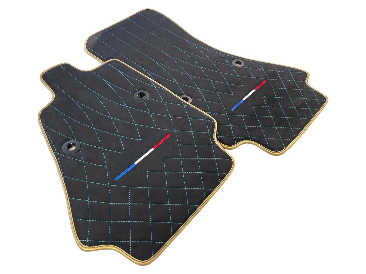 Alcantara Leather Floor Mats for Bugatti Chiron 2018-2022 GOLD Edition