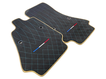 Alcantara Leather Floor Mats for Bugatti Chiron 2018-2022 GOLD Edition
