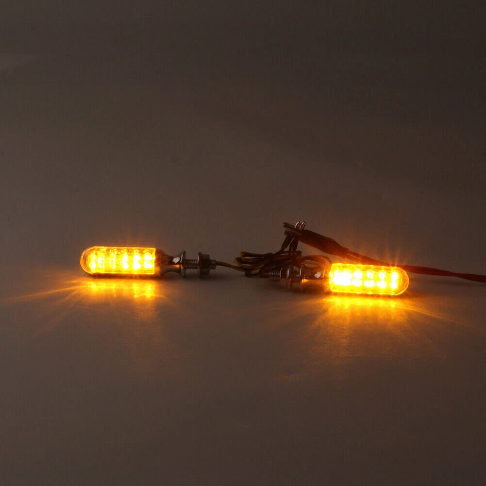 10mm Turn Signal Lights for Universal Motor - Amber Bulbs, Chrome