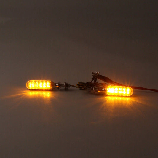 10mm Turn Signal Lights for Universal Motor - Amber Bulbs, Chrome
