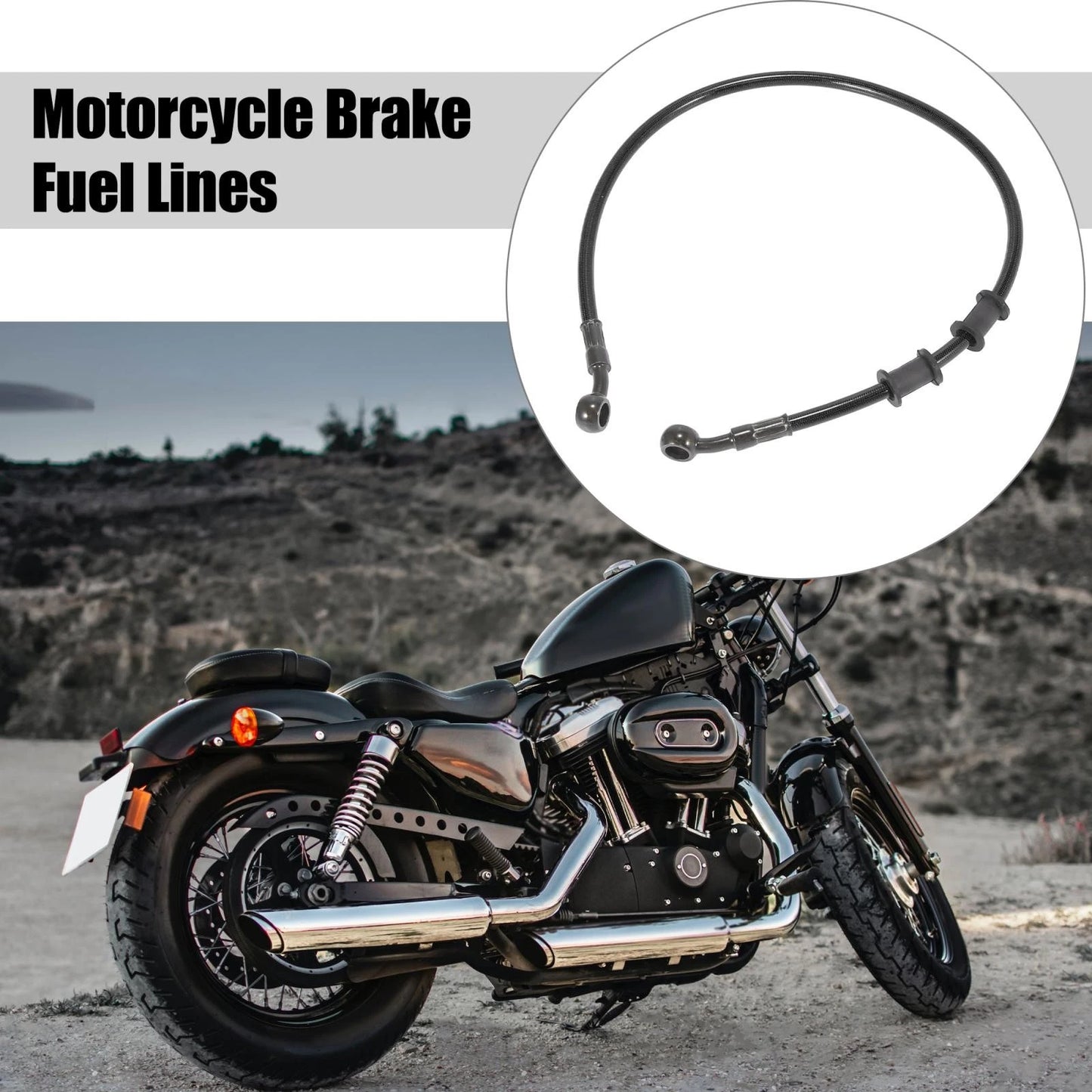 Brake Clutch Oil Hose / 60cm 23.62" Banjo Bend 28° Black for Motorcycle ATV