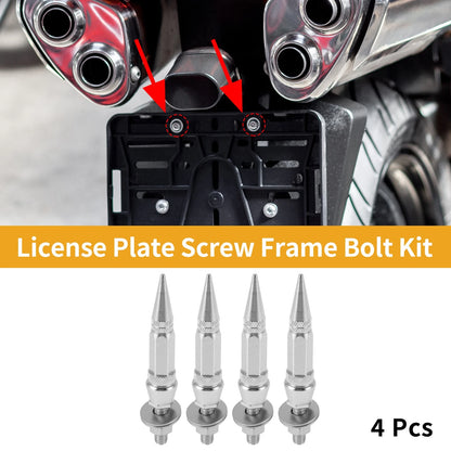 M6 License Plate Screws Cover 82mm Silver Tone 4 Pcs for Universal Motorcycle