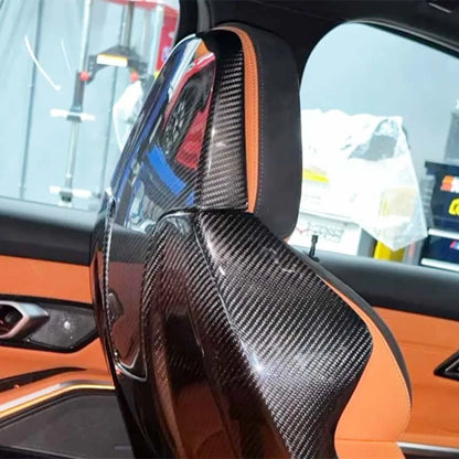 100% Carbon Fiber Seat Back Headrest Cover For BMW M3 G80 M4 G82 G83 2021-2024