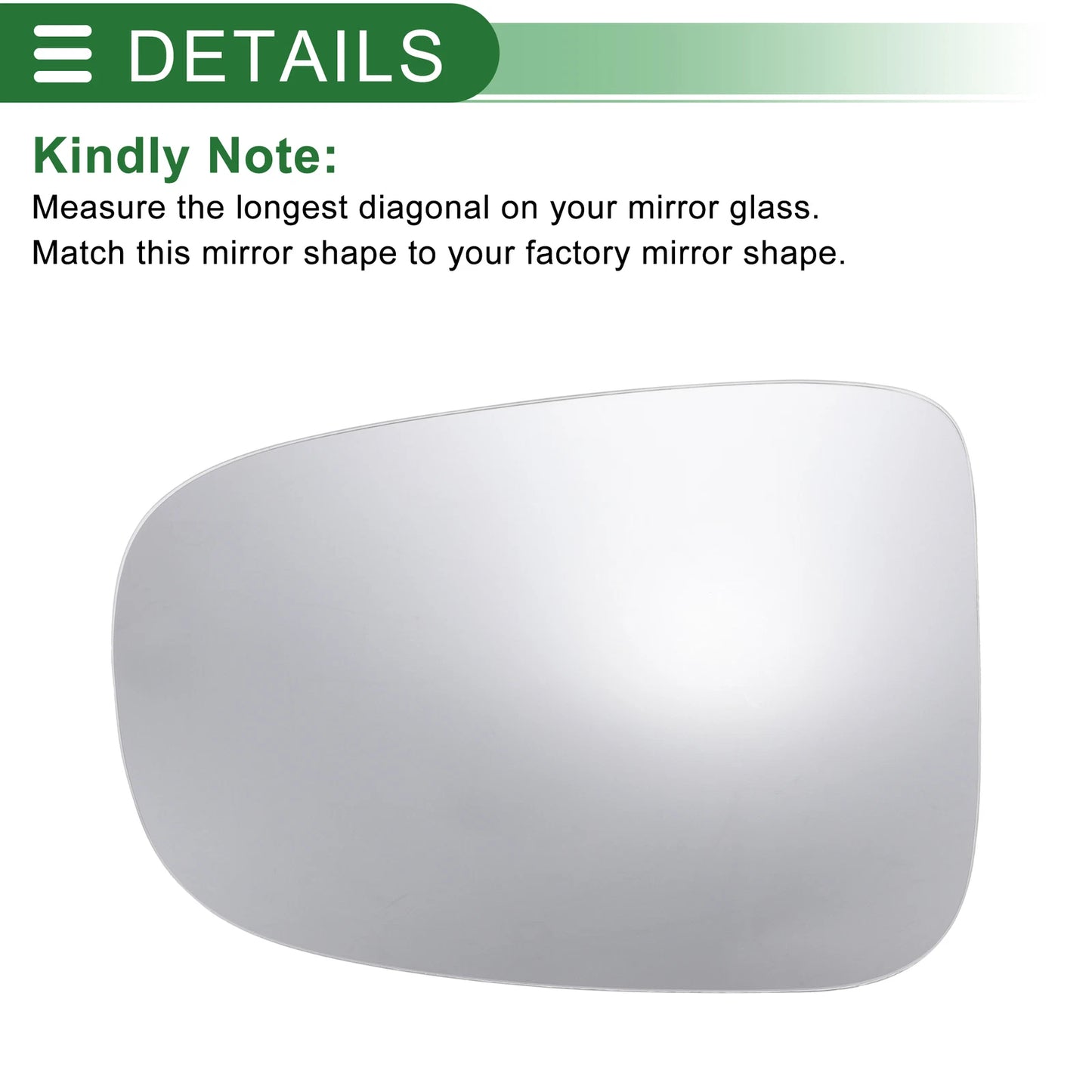 Left Side White Mirror Glass with Back Convex Non-Heated for Ford Transit