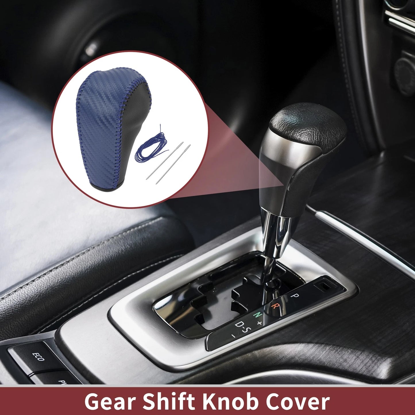 Gear Shift Knob Cover for Ford Edge (2011-2014) Blue Faux Leather