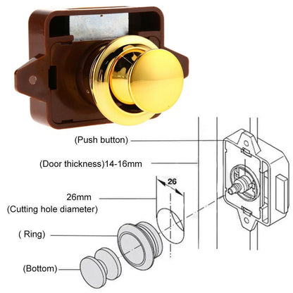 Convenient Push Button Lock for Cabinet Doors in Boats/RVs, Sleek Design