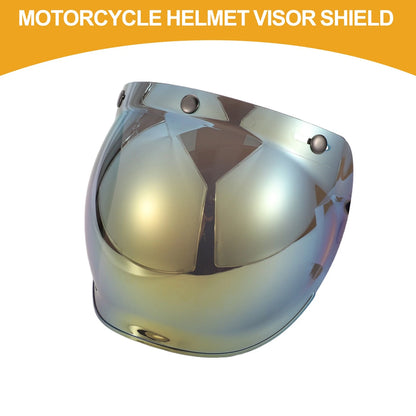 1pc Universal Helmet Visor Shield Anti-UV Gold Tone Black for Motorcycle