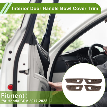 Interior Door Handle Bowl Cover Trim for Honda CR-V 2017-2022 Peach Wood Brown