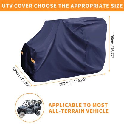Waterproof UTV Cover for Honda Pioneer 1000 Navy Blue 210D-PU 119.29" (2016-2023)