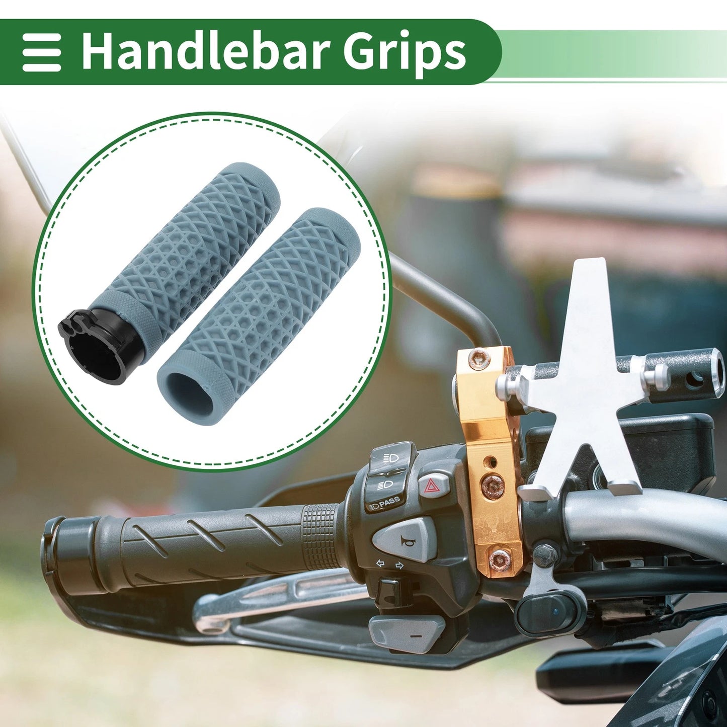Hand Grips Cover Kit / 25mm / Handlebar Cover TPU Blue for Motorcycle