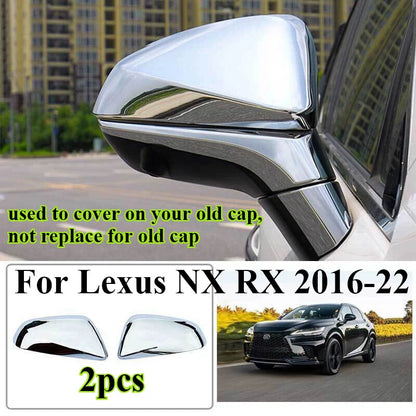 2 x Chrome Side Mirror Cover Trim for Lexus NX RX (2016–2022)