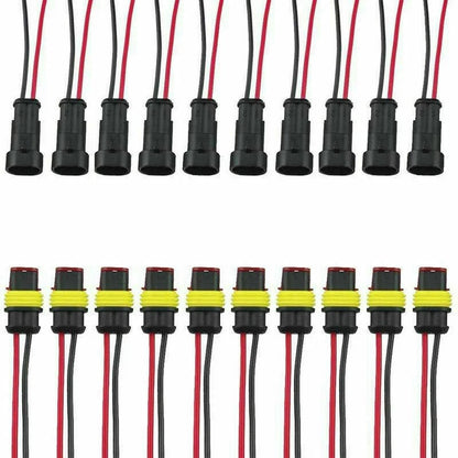 Waterproof 2 Pin Electrical Cable Wire Connector Plug for Car Truck Motorcycle