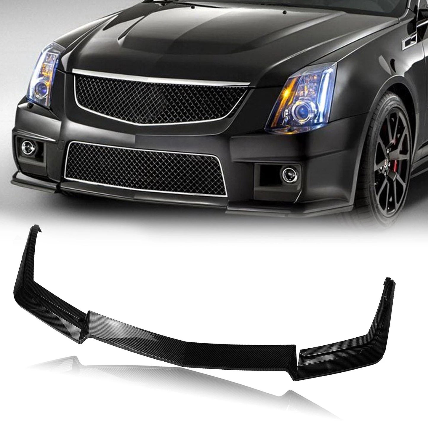 Front Bumper Spoiler Lip Splitter for Cadillac CTS-V (2009-2015) Black