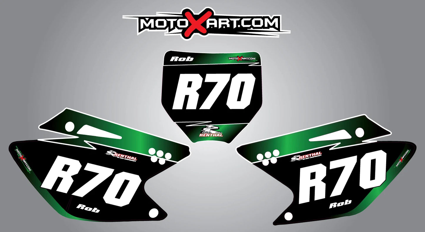 Custom Number Plates SUNRISE Style Stickers for Kawasaki KXF 250 (2006-2008)