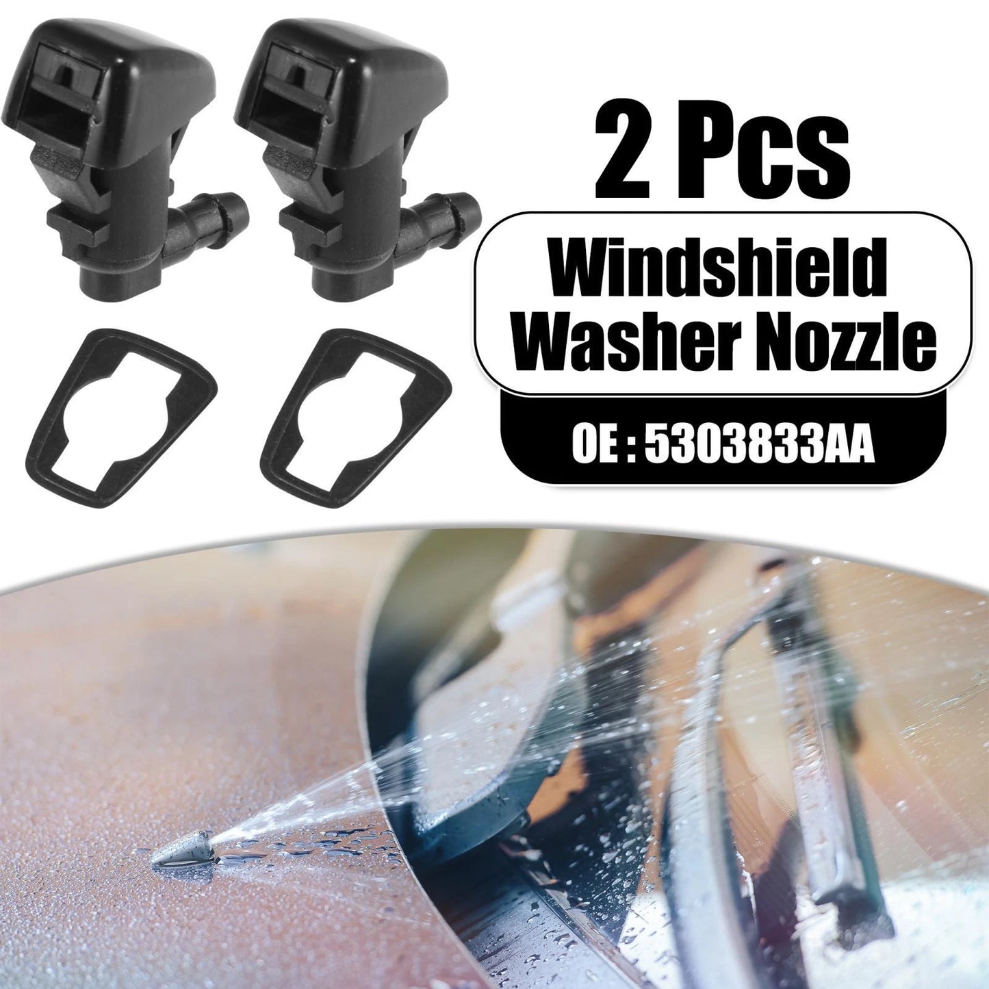 2 x Front Windshield Washer Nozzles for Jeep Compass (2007-2010)