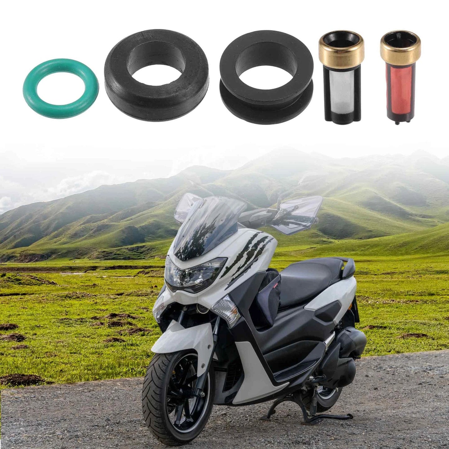 Fuel Injector Seal O-Ring Black 8 Sets for Yamaha NBR Rubber