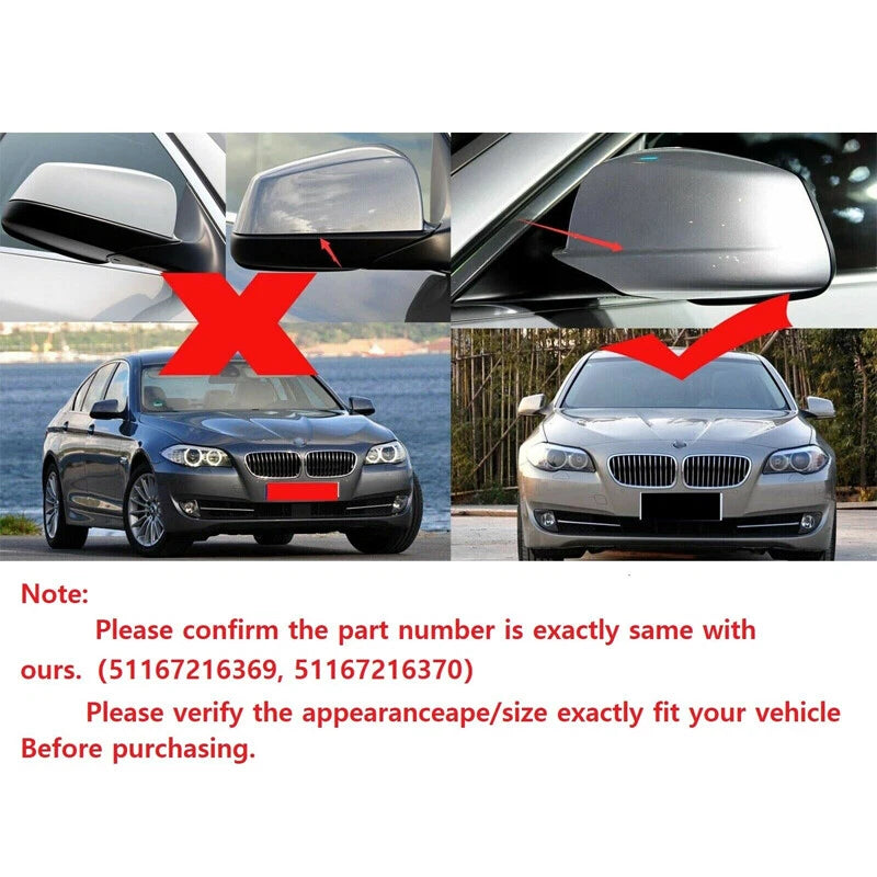 2 x Carbon Fiber Style Mirror Cover Caps for BMW F10/F18 Sedan/F11 Touring (2010-2013)
